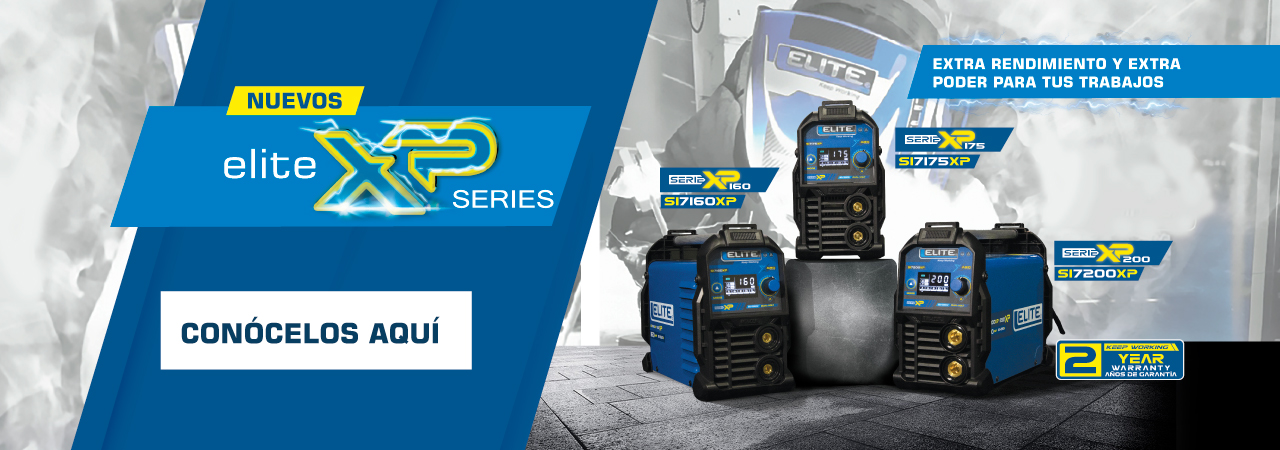 Soldadoras ELITE XP Series, modelos S17160XP, S17175XP, S17200XP, diseñadas para trabajos exigentes con tecnología avanzada y 2 años de garantía